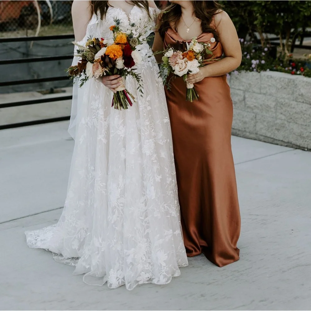 Revelry Skye Satin Dress in Copper - Picture 3 of 10